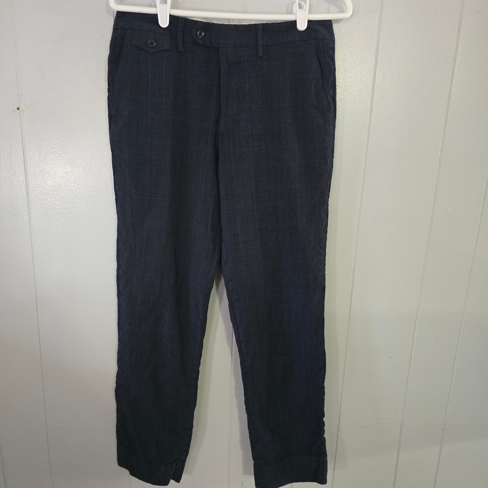 Bonobos Dress Pants Mens 31x30 Navy Blue Excellent Zignone Active Slim Fit Plaid